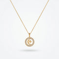 QIAOREN 10851 Trendy 18K Gold Plated Stainless Steel Link Chain Moon and Star Necklace for Unisex Party Daily Wear