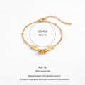 QIAOREN 14003 Beaded Cable Chain Anklet with Two Textured Fish Charms and Three Dangling Round Beads