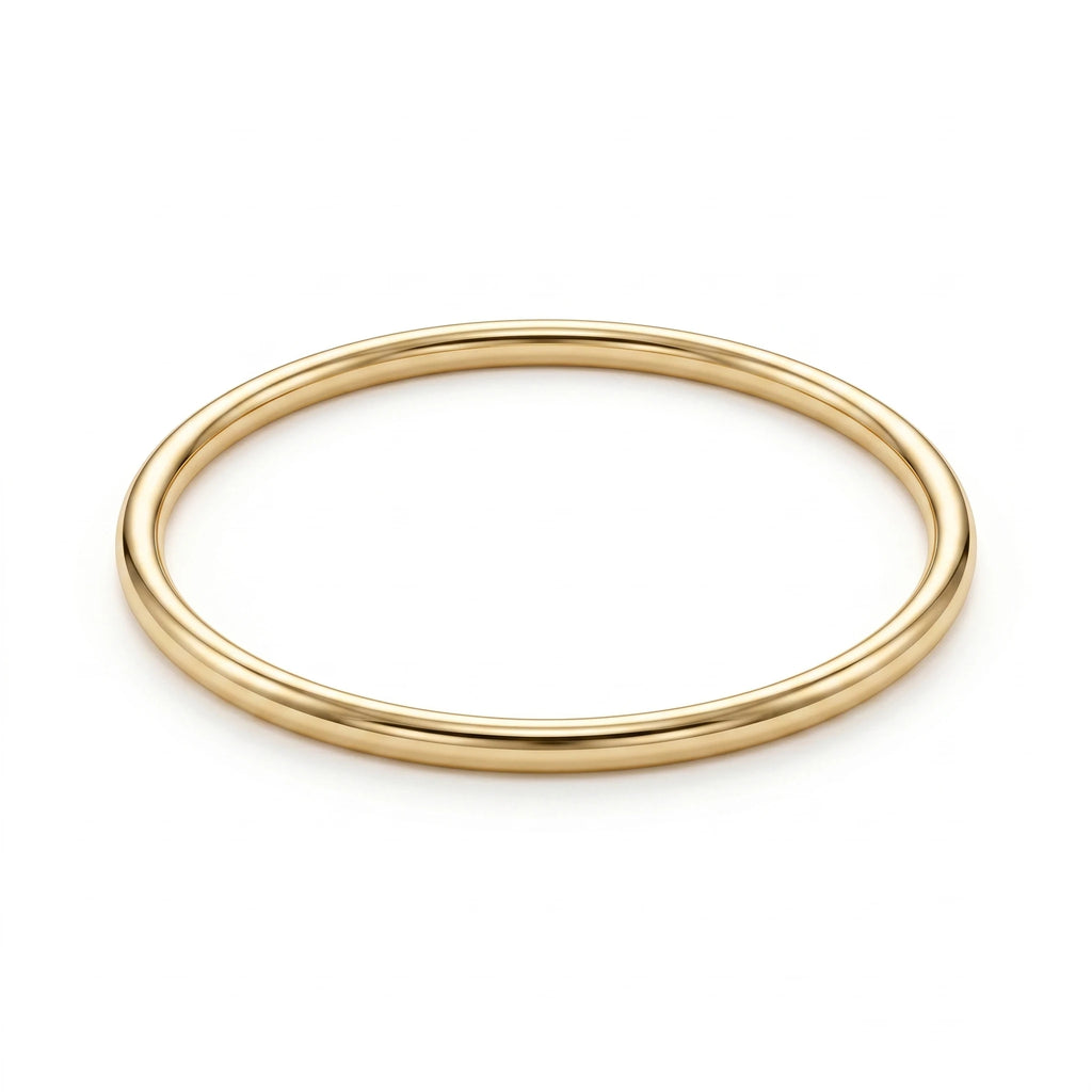 QIAOREN 12782 Stainless Steel Thick Polished Gold Round Bangle Plain Solid Minimal Stack Wrist Bracelet for Women
