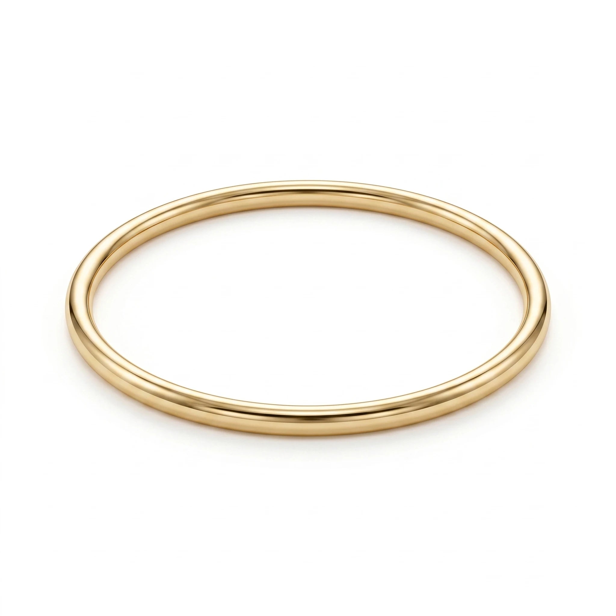 QIAOREN 12782 Stainless Steel Thick Polished Gold Round Bangle Plain Solid Minimal Stack Wrist Bracelet for Women