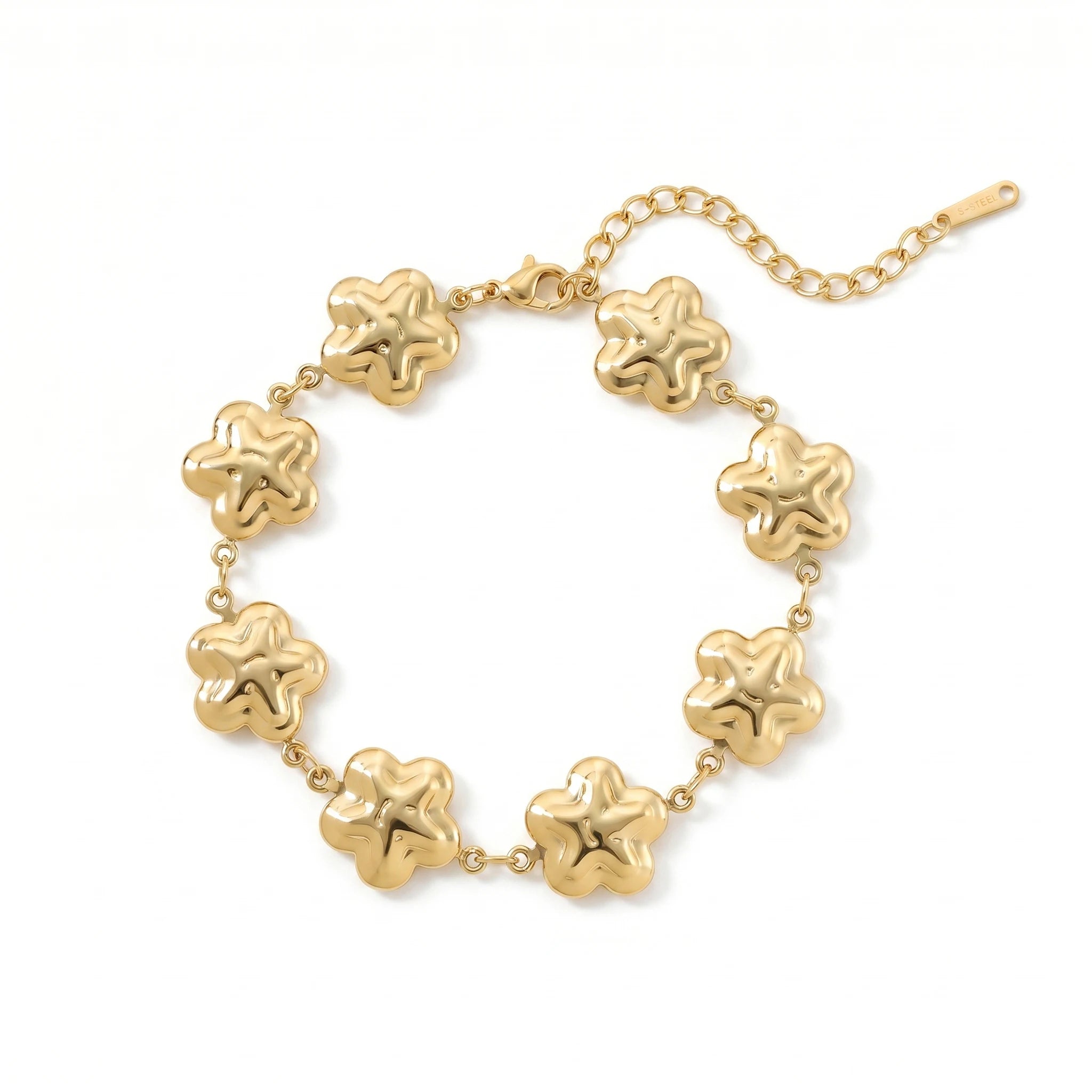 QIAOREN 12065 18K Gold Plated Stainless Steel Beaded Bracelet Zircon Adjustable Extension Chain Women's Elegant Daily Jewelry