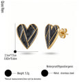 QIAOREN 14085-14087 Stainless Steel Heart Stud Earrings Gold Waterproof Hypoallergenic Statement Jewelry
