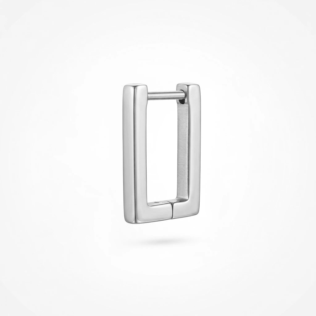 QIAOREN 12567 Smooth Polished Rectangle Huggie Hoops Glossy Gold Stainless Steel Geometric Earrings Fashion Jewelry