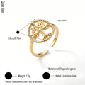 QIAOREN 14239-50 Vintage Textured Gold Open Cuff Ring Set, Hippie Bohemian Stackable Adjustable Rings for Women