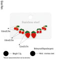 QIAOREN 14515 Waterproof Stainless Steel Fruit Stud Earrings Strawberry Cherry Enamel Earrings Hypoallergenic Jewelry Women
