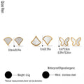QIAOREN 14450 3 Pair Gold Stainless Steel Stud Earrings, White Quartz Fan & Quartz Butterfly for Women Daily Casual Outfits
