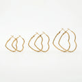 QIAOREN 13197 Gold Plated Heart Hoop Earrings for Women Stainless Steel Heart Shaped Statement Fashion Jewelry