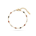 QIAOREN 13291 Gold Plated Stainless Steel Natural Stone Beaded Bracelet Colorful Gemstone Dainty Layering Jewelry for Women
