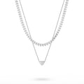 QIAOREN 11318 Boho Leaf & Heart Layered Necklace 18K Gold Plated Stainless Steel Beach Vacation Jewelry