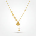 QIAOREN 13503 Chinese Blessing Ping an Le Fu Pouch Y Drop Necklace, Lucky Coin & Beaded Thin Chain Gold Necklace