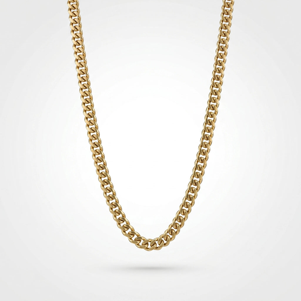 QIAOREN 11291 Minimalist Basic Medium Curb Chain Necklace  Stainless Steel Stackable Daily Wear Jewelry