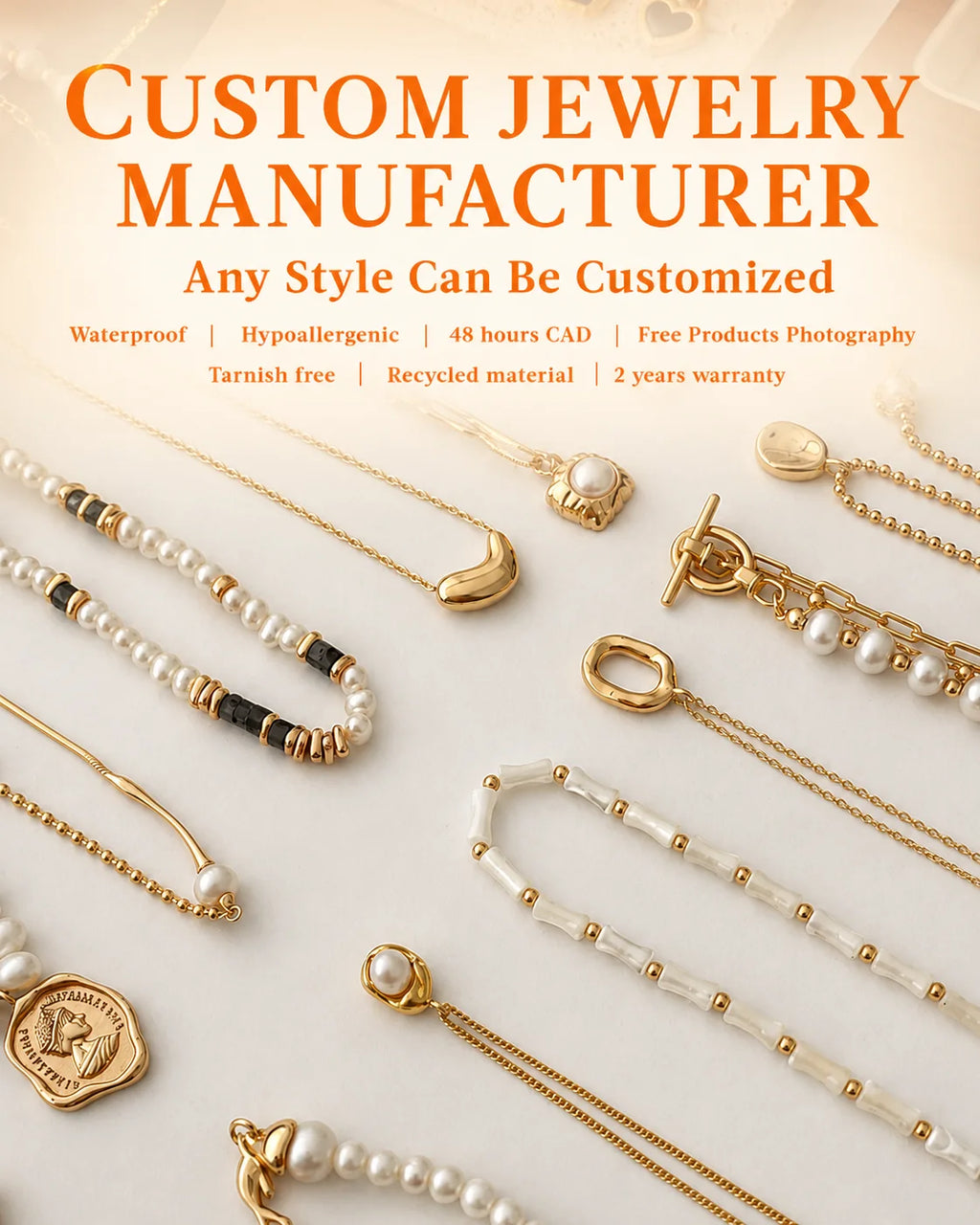 QIAOREN Custom Personalized Necklace Engraved Initial OEM/ODM Pendant Gold Stainless Steel Jewelry