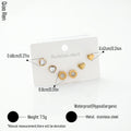 QIAOREN 14445  3 Pairs Gold Tone Stainless Steel Ear Studs Heart Shaped CZ Stud Earrings Set Earrings Jewelry Gift