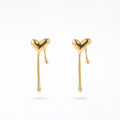 QIAOREN 13263 Gold Tone Liquid Melting Heart Drop Earrings Smooth Polished Long Drip Love Shape Dangle Studs Abstract Trendy