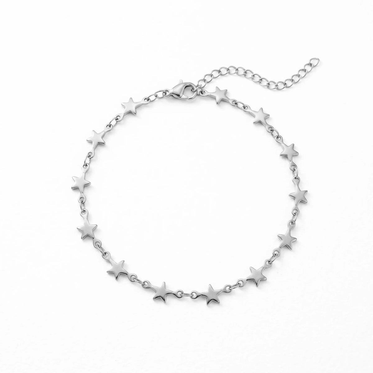 QIAOREN 10784 Hypoallergenic Stainless Steel Star Link Bracelet 18K Gold Plated Adjustable Trendy Fashion Jewelry Gift for Girls