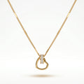 QIAOREN 10825 Tarnish Resistant Waterproof 18K Gold Plated Stainless Steel Open Heart Necklace With CZ Accent