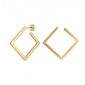 QIAOREN 11196 Geometric Hollow Square Earrings Gold Stainless Steel Minimalist Statement Stud Earrings for Women
