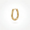 QIAOREN 12583 Smooth Thick Oval Huggie Hoop Earrings PVD 18K Gold Plated Stainless Steel Oval Ear Buckle for US European Women
