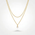 QIAOREN 11261 Tarnish Resistant Waterproof 18K Gold Plated Stainless Steel Layered Pearl Pendant Necklace Trendy Party for Women