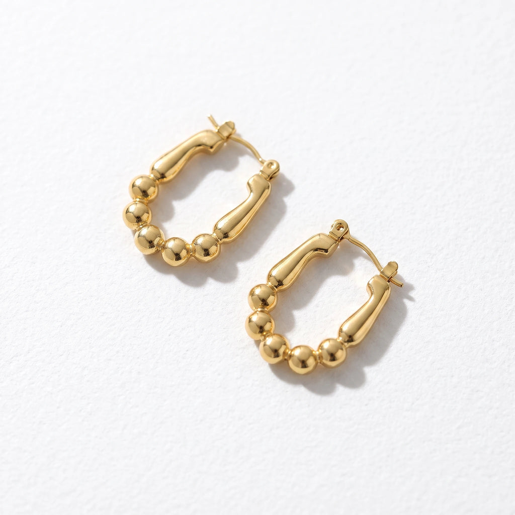 QIAOREN 13261 18K Gold PVD Plated Stainless Steel Hollow Four Pointed Polished Earring Hypoallergenic Dainty Daily Jewelry