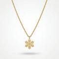 QIAOREN 11810 Waterproof Matte Snowflake Box Chain Necklace 18K Gold Stainless Steel All-Season Beach & Daily Use Jewelry