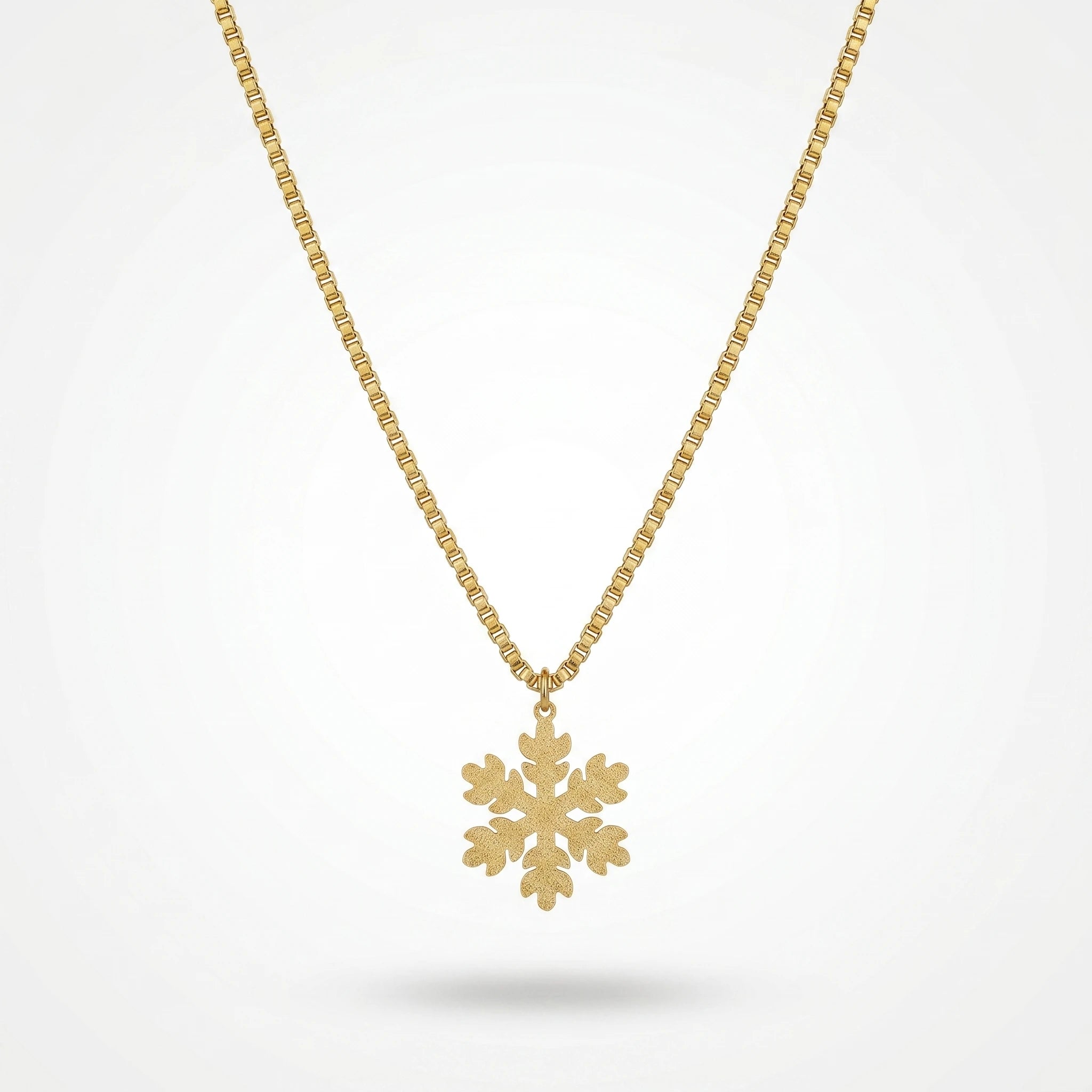 QIAOREN 11810 Waterproof Matte Snowflake Box Chain Necklace 18K Gold Stainless Steel All-Season Beach & Daily Use Jewelry