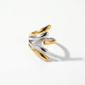 QIAOREN 12998-01 Gold Silver Plated Adjustable Open Stack Ring Set for Women Minimalist Geometric Statement Rings