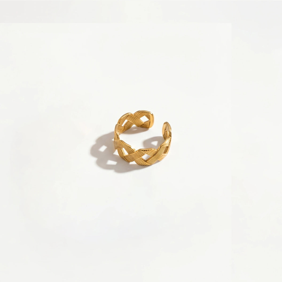 QIAOREN 10711 Stainless Steel Gold Adjustable Open Rings Multi Design Wave Fish Bone Braided Stack Finger Jewelry for Women