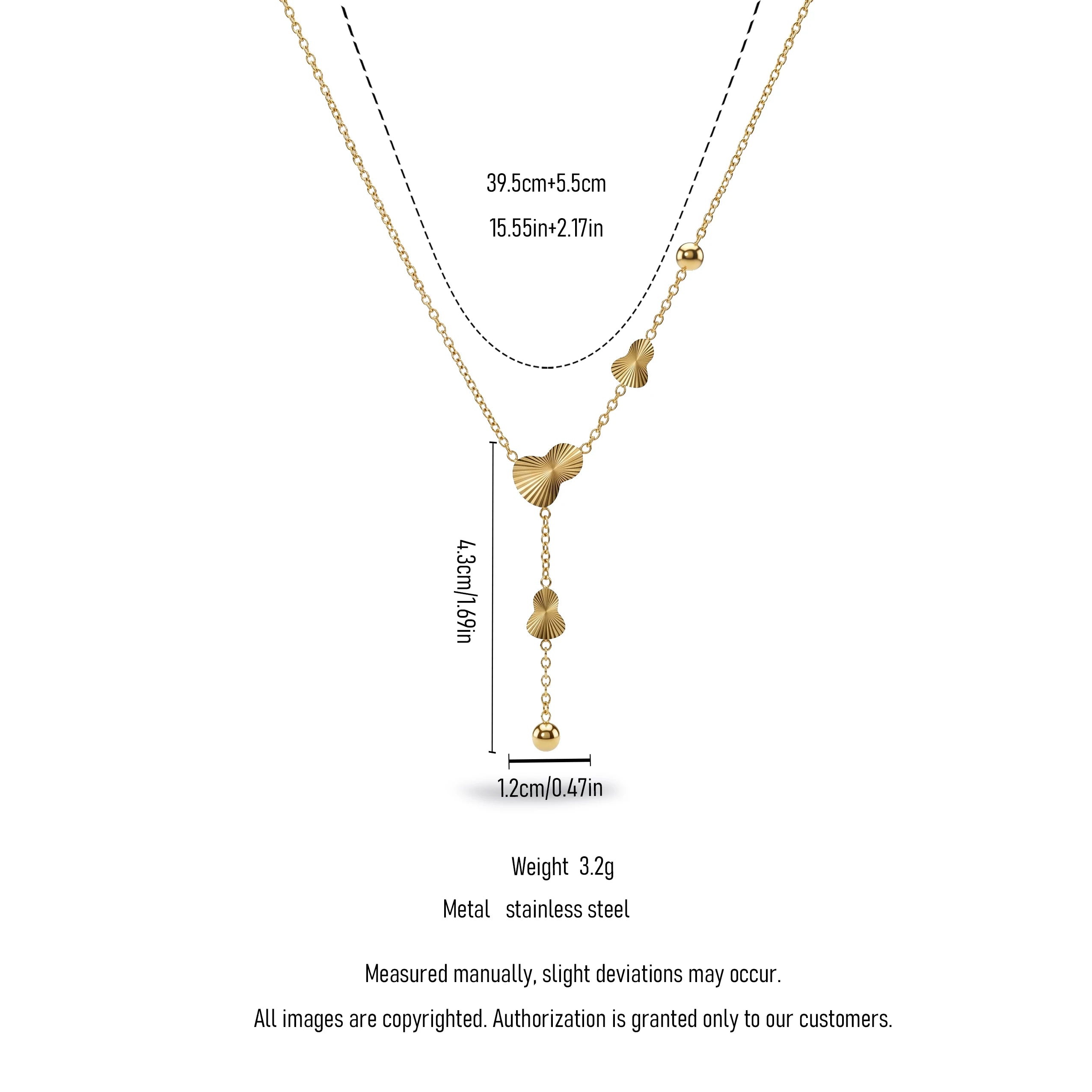 QIAOREN 13982 Thin Oval Link Y Drop Lariat Necklace with Textured Ginkgo Leaf Charms & Sliding Round Ball Pendant