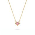 QIAOREN13960-61 Stainless Steel Pink Heart Necklace Gold Dainty Crystal Pendant Charm Jewelry for Women