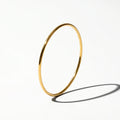 QIAOREN 12781 Stainless Steel Thin Gold Round Bangle Polished Plain Minimal Stack Wrist Bracelet for Women
