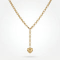 QIAOREN 11343 Stainless Steel Gold Y Drop Heart Pendant Necklace Adjustable Rolo Chain Women Daily Jewelry Gift