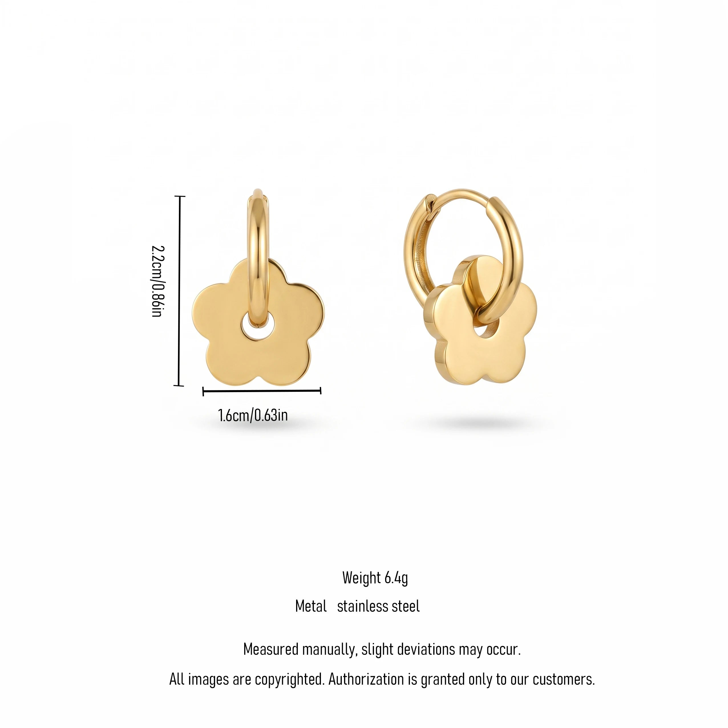 QIAOREN 13969 Stainless Steel Flower Hoop Earrings Gold Floral Huggie Earrings Minimalist Dainty Jewelry for Women