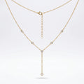 QIAOREN 10600 Link Chain Y Drop Pendant Necklace 18K Gold Plated Stainless Steel Waterproof Tarnish Free Trendy Jewelry