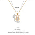 QIAOREN 14007 Thin Cable Chain Pendant Necklace with Enamel Ear Bunny Charm Paved Round Clear CZ Stones