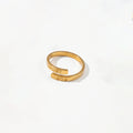 QIAOREN 10708 TRUST GOD Engraved Gold Ring Set - 5Pcs Hypoallergenic Stainless Steel Open Rings