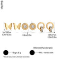 QIAOREN 14446 3 Pairs Gold Tone Stainless Steel Ear Studs Butterfly & Roman Numeral CZ Stud Earrings Set Jewelry Gift