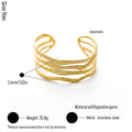 QIAOREN 14094 Stainless Steel Wave Cuff Bracelet Adjustable Waterproof Hypoallergenic Minimalist Jewelry OEM ODM