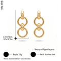 QIAOREN 14546 Triple Link Chain Ring Stud Earrings, Polished Thick Tube Interlocked Stud Earrings, Hypoallergenic Jewelry