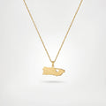 QIAOREN 12870 18KGoldPlated Puerto RicoMap Necklace StainlessSteel Island Heart Pendant Waterproof Tarnish Free Heritage Jewelry