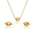 QIAOREN 11739 Boho Beach Love Knot Jewelry Set 18K Gold Stainless Steel Necklace & Earrings for Women