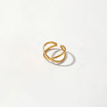 QIAOREN 10710 Tarnish Resistant 18K Gold Plated Stainless Steel Ring Watch Set 5Pcs Adjustable Open Stackable Quartz Rings Women