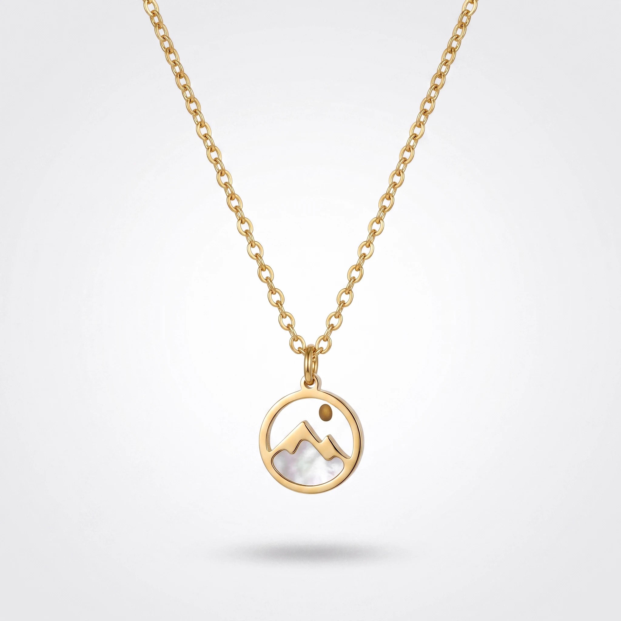 QIAOREN 13422 Stainless Steel Mountain Pendant Necklace Minimalist Nature Jewelry Outdoor Hiking Jewelry for Women