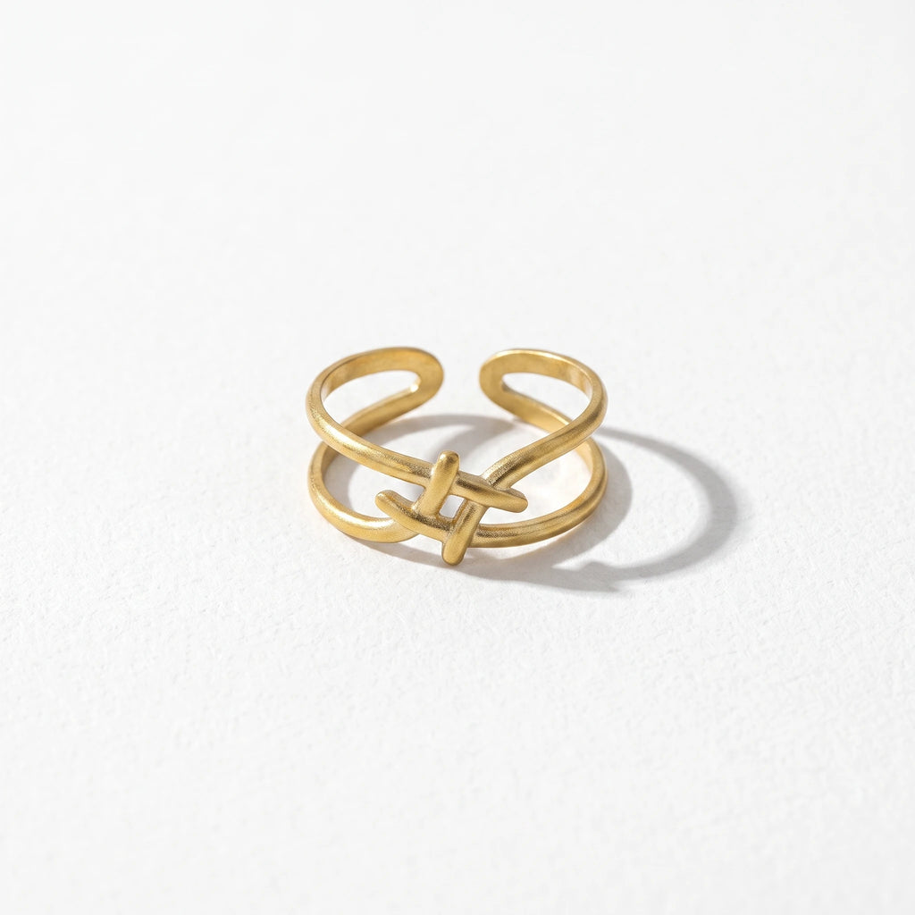 QIAOREN 14207-20 Abstract Flower Open Ring Set, Irregular Textured Adjustable Stackable Ring Jewelry Gift for Daily Outfits