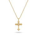 QIAOREN 13157 Gold Plated Vintage Cross Pendant Necklace Stainless Steel Gothic Christian CZ Necklace for Women Men