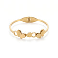QIAOREN 13657 Spring Cuff Bangle Bracelet with Double Matte Butterfly & Hollow Circle Combined Charms, Polished Thin Bangle