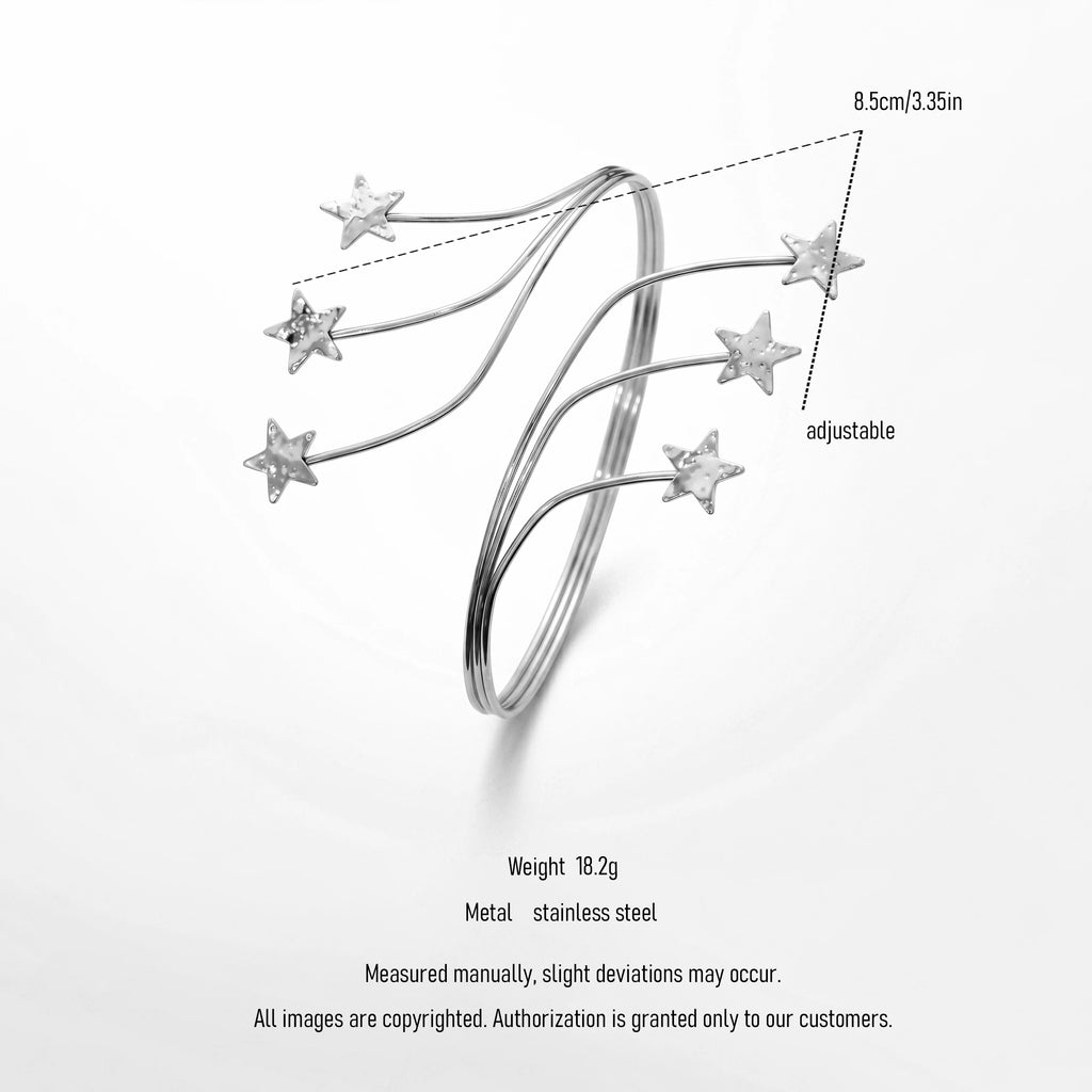 QIAOREN 12823 Celestial Meteor Upper Arm Bracelet Starry Armlet Adjustable Y2K Jewelry Stainless Steel Statement Cuff