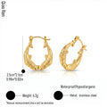 QIAOREN 14599 Gold Stainless Steel Hoop Earrings Wave Design Huggie Earrings Waterproof Hypoallergenic Fashion Jewelry for Women