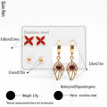 QIAOREN 14523 Waterproof Stainless Steel Earrings Set Butterfly Leaf Drop Stud Earrings Red Crystal Hypoallergenic Jewelry Women