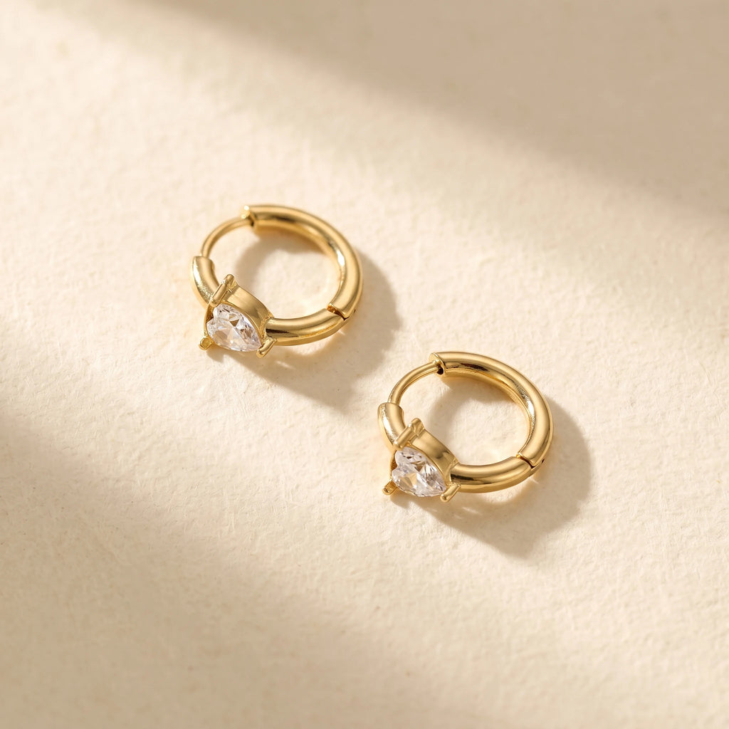 QIAOREN 12186-89 Ins Minimalist Teardrop Cut Colorful Hoops 18K Gold Plated Stainless Steel Earring Party Trendy Women